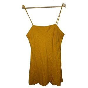 Abercrombie & Fitch Yellow Linen Spaghetti Strap Sleeveless Slip Mini Dress Sz M